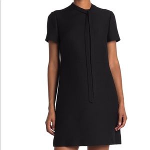 NWT VALENTINO Tie Neck Wool Dress Nero Size IT40